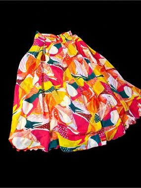 Abstract Print Maxi Skirt Size 34 Boho Colorful Flowy EUC